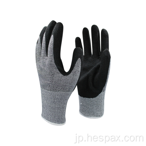 Hespax Sandy Nitrile Hppe Machinist Cut耐性手袋